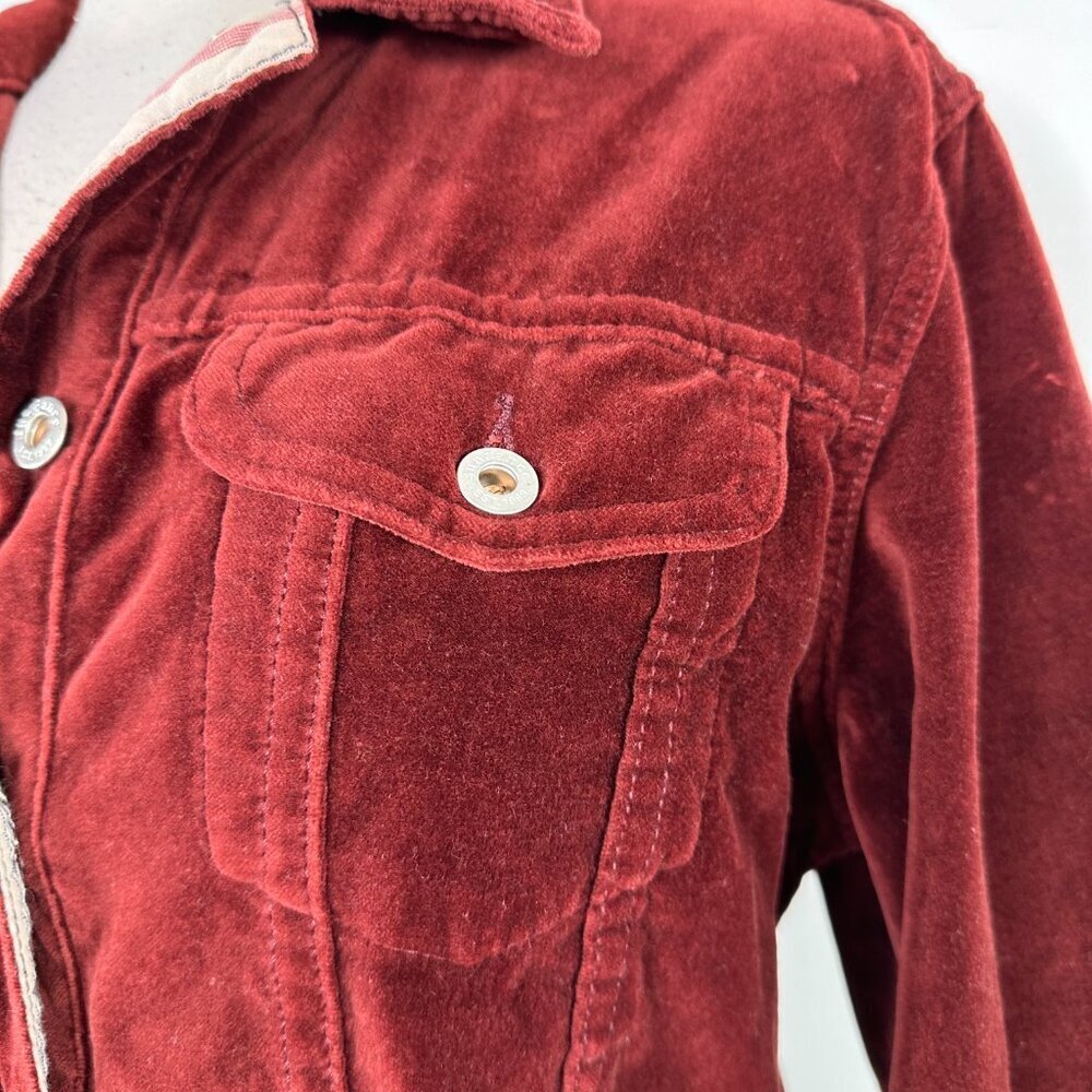 Sundance Wren Burgundy Velvet Velour Button Up Jacket Women's Size M - Picture 4 of 13